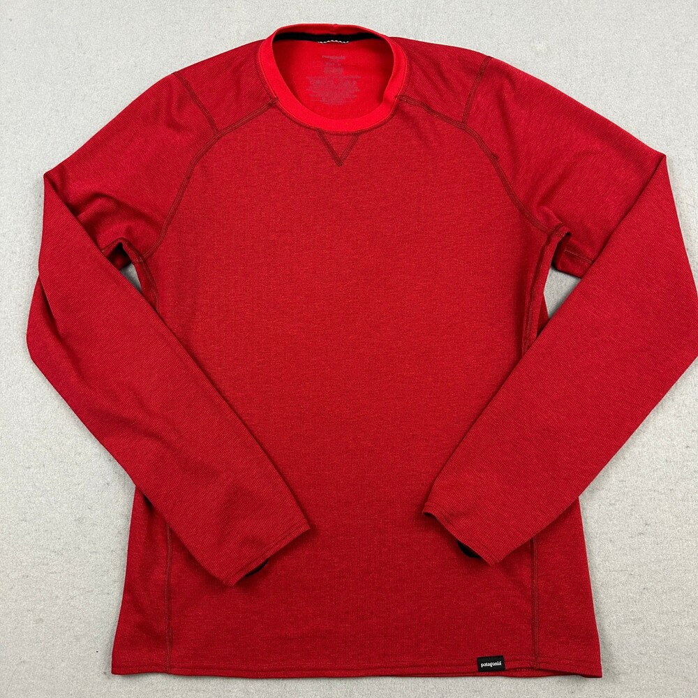 Patagonia Shirt Men Medium Red Long Sleeve Capilene Base Layer Thermal Weight M